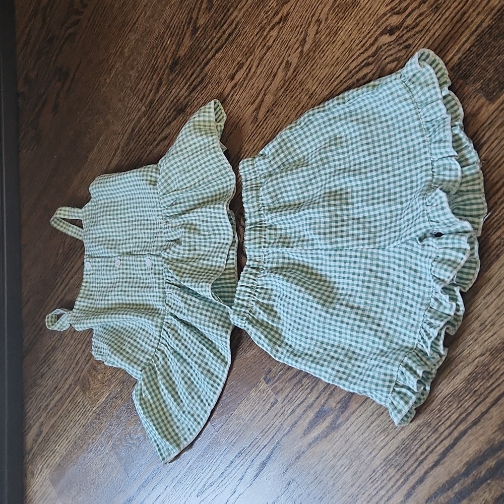 Shein toddler girl green gingham set size 6